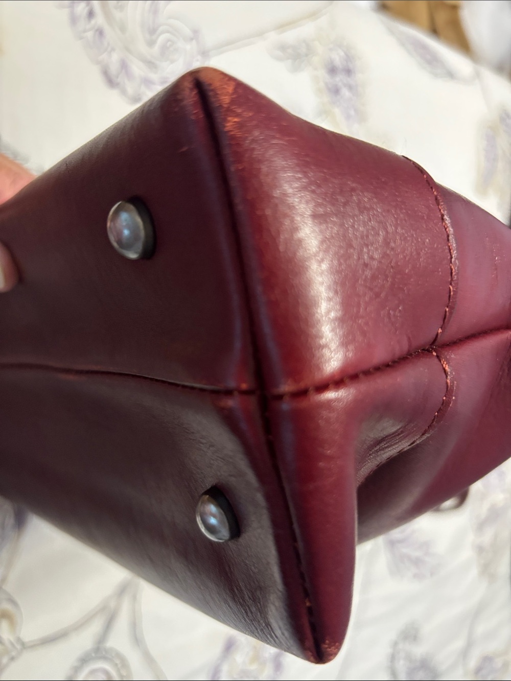 Patricia Nash  Floral Embossed Leather Shoulder Bag - Burgundy - Picture 14 of 16
